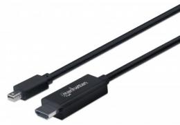 1080p Mini-DisplayPort auf HDMI-Kabel MANHATTAN Mini-DisplayPort-Stecker auf HDMI-Stecker, 1 m, schwarz
