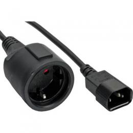 30er Bulk-Pack InLine Netz Adapter Kabel, Kaltgerte C14 auf Schutzkontakt Buchse, fr USV, 1m