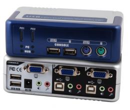 4-Port KVM Switch PS/2-USB-Aud io-USB2.0 Hub incl. Kabelset