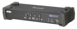 4-Port KVM USB DVI Audio USB 2.0 Hub inkl. Kabelset 4x1,8m