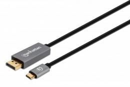 8K@60Hz USB-C auf DisplayPort 1.4 Adapterkabel MANHATTAN USB-C-Stecker auf DisplayPort-Stecker, 2 m, untersttzt 4K@120Hz, vergoldete Kontakte, schwarz