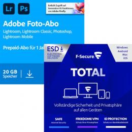 Adobe Creative Cloud Foto-Abo | 1 Jahr | 20GB | PC/Mac | inkl. F-Secure Total [1 Device - 12+3 Monate]