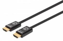 Aktives optisches High Speed HDMI-Glasfaserkabel MANHATTAN 4K@60Hz UHD, HDMI-Stecker auf HDMI-Stecker, 10 m, HDR, HEC, ARC, vergoldete Kontakte, schwarz