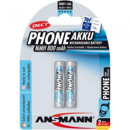 ANSMANN 5035332 NiMH-Akku Micro AAA, Phone DECT, 800mAh, 2er-Pack