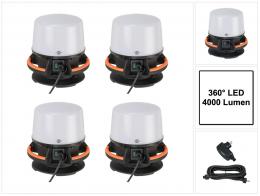 Brennenstuhl professionalLINE Set 4x Hybrid ORUM LED Strahler 360° 50 W ( 4x 9171400401 ) 4000 lm IP 65 Akku und Netzbetrieb
