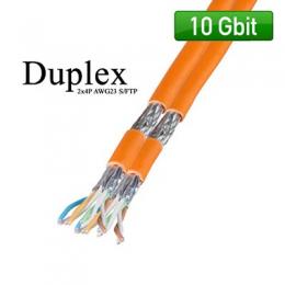 Communik - 10Gbit Verlegekabel Duplex Cat.7, 1000MHz, AWG23 S/FTP 2x4P FRNC-B orange, 500 Meter