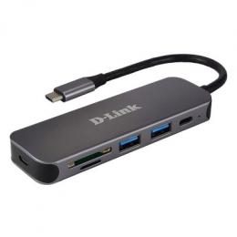 D-Link DUB-2325 USB-Hub mit Kartenleser 1x USB-C, 2x USB-A 3.0, 1x microSD Slot, 1x SD Card Slot