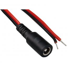 DC-Kabel 2 x 0,4 mm² mit DC-Hohlsteckerkupplung 2,5/5,5 mm gerade, 2 m, rot-schwarz