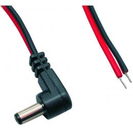 DC-Kabel 2 x 0,4 mm² mit DC-Winkelhohlstecker 2,1/5,5/9,5 mm, 2 m, rot-schwarz
