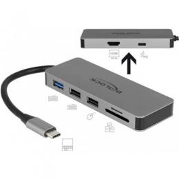 Delock USB Typ-C Dockingstation für Mobilgeräte - 4k - HDMI, HUB, SD, PD 2.0