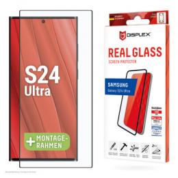 DISPLEX Full Cover Panzerglas (10H) für Samsung Galaxy S24 Ultra Eco-Montagerahmen, volle Displayabdeckung, Tempered Glas, kratzer-resistente Schutzfo