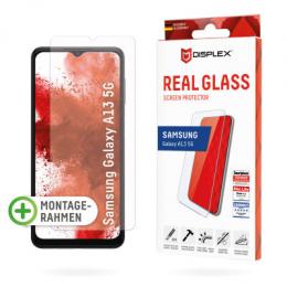DISPLEX Panzerglas 2D/ Clear (10H) für Samsung A13 (NE)/ A13 5G Eco-Montagerahmen, Tempered Glas, kratzer-resistente Schutzfolie, hüllenfreundlich