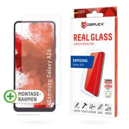 DISPLEX Panzerglas 2D/ Clear (10H) für Samsung Galaxy A24/A25 5G Eco-Montagerahmen, Tempered Glas, kratzer-resistente Schutzfolie, hüllenfreundlich