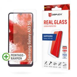 DISPLEX Panzerglas 2D/ Clear (10H) für Samsung Galaxy A33 5G Eco-Montagerahmen, Tempered Glas, kratzer-resistente Schutzfolie, hüllenfreundlich