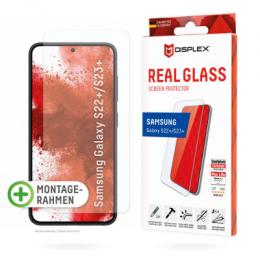 DISPLEX Panzerglas 2D/Clear (10H) für Samsung Galaxy S22+/S23+ Eco-Montagerahmen, Tempered Glas, kratzer-resistente Glasschutzfolie, hüllenfreundlich