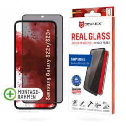 DISPLEX Privacy Fullcover Panzerglas (10H) f. Samsung S23 Plus Eco-Montagerahmen, Privacy Filter, Tempered Glas, kratzer-resistente Glasschutzfolie, h