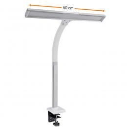 FeinTech 10-W-LED-Schreibtischleuchte / LED-Klemmleuchte LTL00310, Tischmontage, 50 cm, weiß-silber