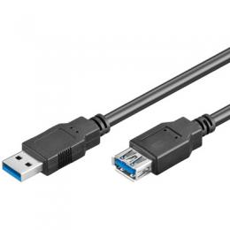 Goobay 3m USB 3.0 SuperSpeed Verlängerungskabel, Schwarz [USB 3.0-Stecker (Typ A) > USB 3.0-Buchse (Typ A)]