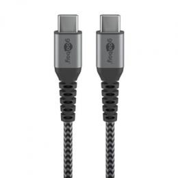 Goobay USB-C auf USB-C mit Metallsteckern, grau, 0,5m