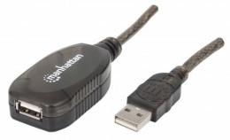 Hi-Speed USB 2.0 Repeater Kabel MANHATTAN USB A-Stecker auf A-Buchse, in Reihe schaltbar, 20 m