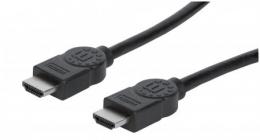 High Speed HDMI-Kabel mit Ethernet-Kanal MANHATTAN HEC, ARC, 3D, 4K@30Hz, HDMI-Stecker auf HDMI-Stecker, geschirmt, schwarz, 2 m