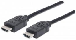 High Speed HDMI-Kabel mit Ethernet-Kanal MANHATTAN HEC, ARC, 3D, 4K@30Hz, HDMI-Stecker auf HDMI-Stecker, geschirmt, schwarz, 5 m