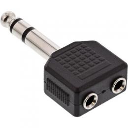 InLine Audio Adapter, 6,3mm Klinke Stecker Stereo an 2x 3,5mm Klinke Buchse, Stereo