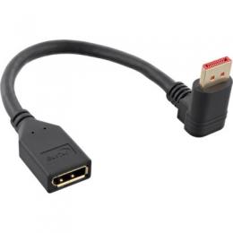 InLine DisplayPort 1.4 Adapterkabel ST/BU, 8K4K, nach unten gewinkelt, schwarz/gold, 0,15m