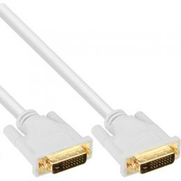 InLine DVI-D Kabel, digital 24+1 Stecker / Stecker, Dual Link, wei / gold, 2m