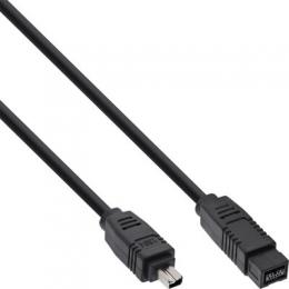 InLine FireWire Kabel, IEEE1394 4pol Stecker zu 9pol Stecker, schwarz, 1m