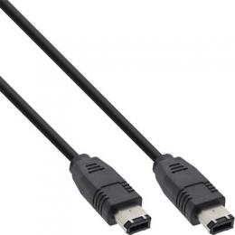InLine FireWire Kabel, IEEE1394 6pol Stecker / Stecker, schwarz, 1,8m