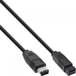 InLine FireWire Kabel, IEEE1394 6pol Stecker zu 9pol Stecker, schwarz, 1,8m