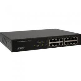 InLine Gigabit Netzwerk Switch 16-Port, 1GBit/s, 27,94cm (11), Metall, lfterlos, mit 19 Winkeln