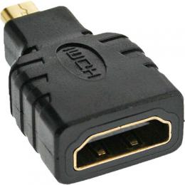 InLine HDMI Adapter, HDMI A Buchse auf Micro HDMI D Stecker, 4K/60Hz kompatibel, vergoldete Kontakte