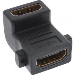 InLine HDMI Adapter zum Einbau mit Gewinde, HDMI A Buchse/Buchse, gewinkelt, 4K2K kompatibel, vergoldete Kontakte