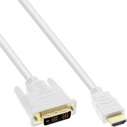 InLine HDMI-DVI Kabel, wei / gold, HDMI Stecker auf DVI 18+1 Stecker, 0,5m