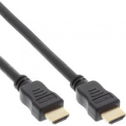 InLine HDMI Kabel, HDMI-High Speed mit Ethernet, Premium, Stecker / Stecker, schwarz / gold, 0,5m