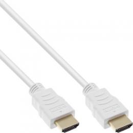 InLine HDMI Kabel, HDMI-High Speed mit Ethernet, Premium, Stecker / Stecker, wei / gold, 0,5m