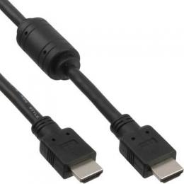 InLine HDMI Kabel, HDMI-High Speed, Stecker / Stecker, schwarz, mit Ferrit, 0,5m