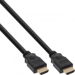 InLine HDMI Kabel, HDMI-High Speed, Stecker / Stecker, verg. Kontakte, schwarz, 1,5m