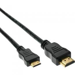 InLine HDMI Mini Kabel, High Speed HDMI Cable, Stecker A auf C, verg. Kontakte, schwarz, 0,3m