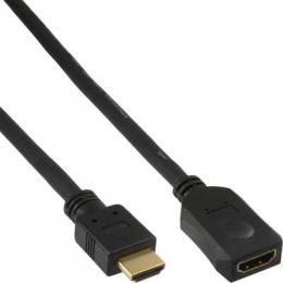 InLine HDMI Verlngerung, HDMI-High Speed, Stecker / Buchse, schwarz, vergoldete Kontakte, 7,5m