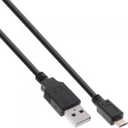 InLine Micro-USB 2.0 Kabel, Schnellladekabel, USB-A Stecker an Micro-B Stecker, schwarz, 1,8m