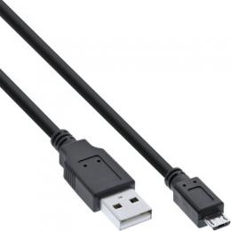InLine Micro-USB 2.0 Kabel, USB-A Stecker an Micro-B Stecker, schwarz, 1m