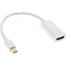 InLine Mini DisplayPort HDMI Adapterkabel mit Audio, Mini DisplayPort Stecker auf HDMI Buchse, 4K/60Hz, wei, 0,15m