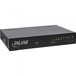 InLine Netzwerk Switch 8-Port, Gigabit Ethernet, 10/100/1000MBit/s, Desktop, Metall, lfterlos, geschirmte Ports