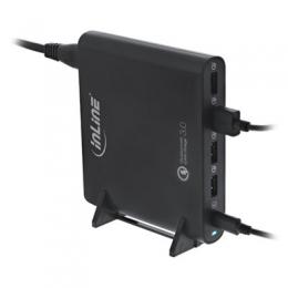 InLine Quick Charge 3.0 USB Notebook-Netzteil, Ladegert, 4x USB A + USB Typ-C, 80W, schwarz