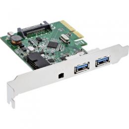 InLine Schnittstellenkarte, PCIe x4, 2x USB 3.1, 2x Typ A extern oder 1x 19pin intern