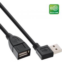 InLine Smart USB 2.0 Verlngerung gewinkelt, Stecker / Buchse, Typ A, schwarz, 1m