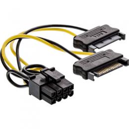 InLine Stromadapter intern, 2x SATA zu 8pol fr PCIe (PCI-Express) Grafikkarten, 0,15m